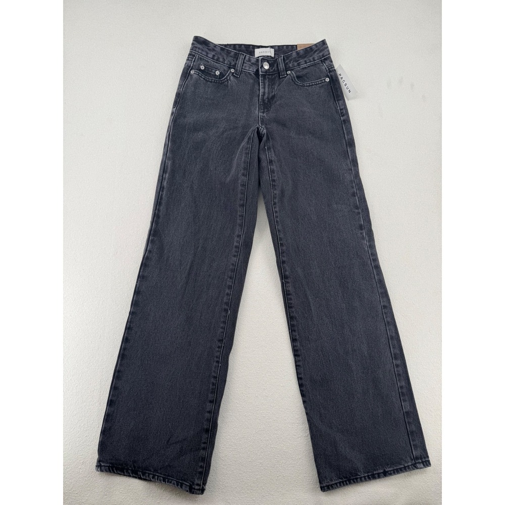 PacSun Casey Low Rise Baggy Jeans Washed Black Wide Leg Denim Size 22 NWT